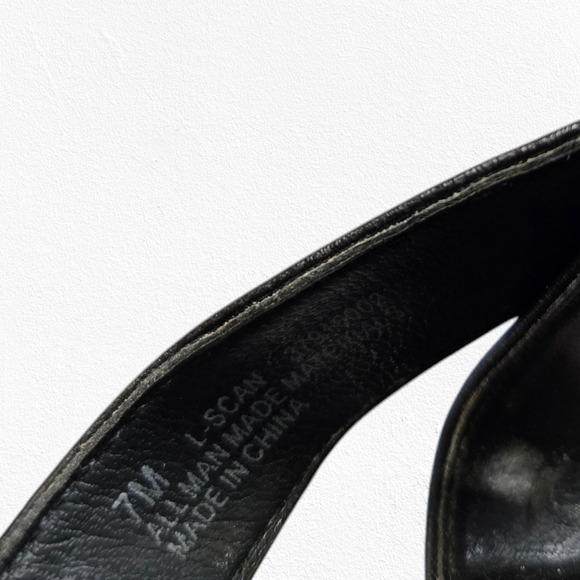 Franco Sarto Black Vegan Leather Strappy Open Toe Wedge Heel Sandals Size 7 - Picture 9 of 15